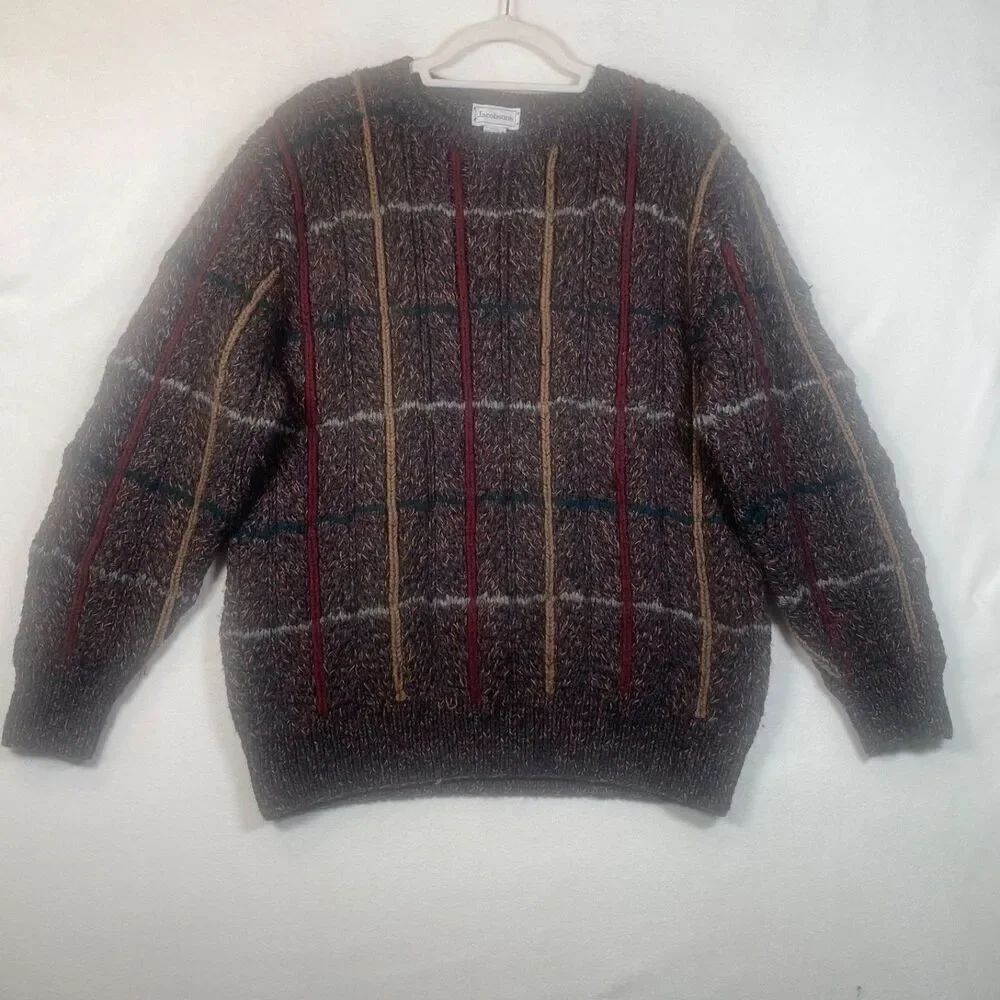 Jacobson’s Vintage 100% Virgin Wool Sweater Men’s M Uruguay Multicolor Textured